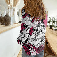 Polynesian Valentine Women Casual Shirt Couple Floral Unique Pink Version LT01 - Polynesian Pride