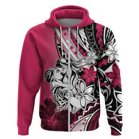 Polynesian Valentine Zip Hoodie Couple Floral Unique Pink Version LT01 Zip Hoodie Pink - Polynesian Pride