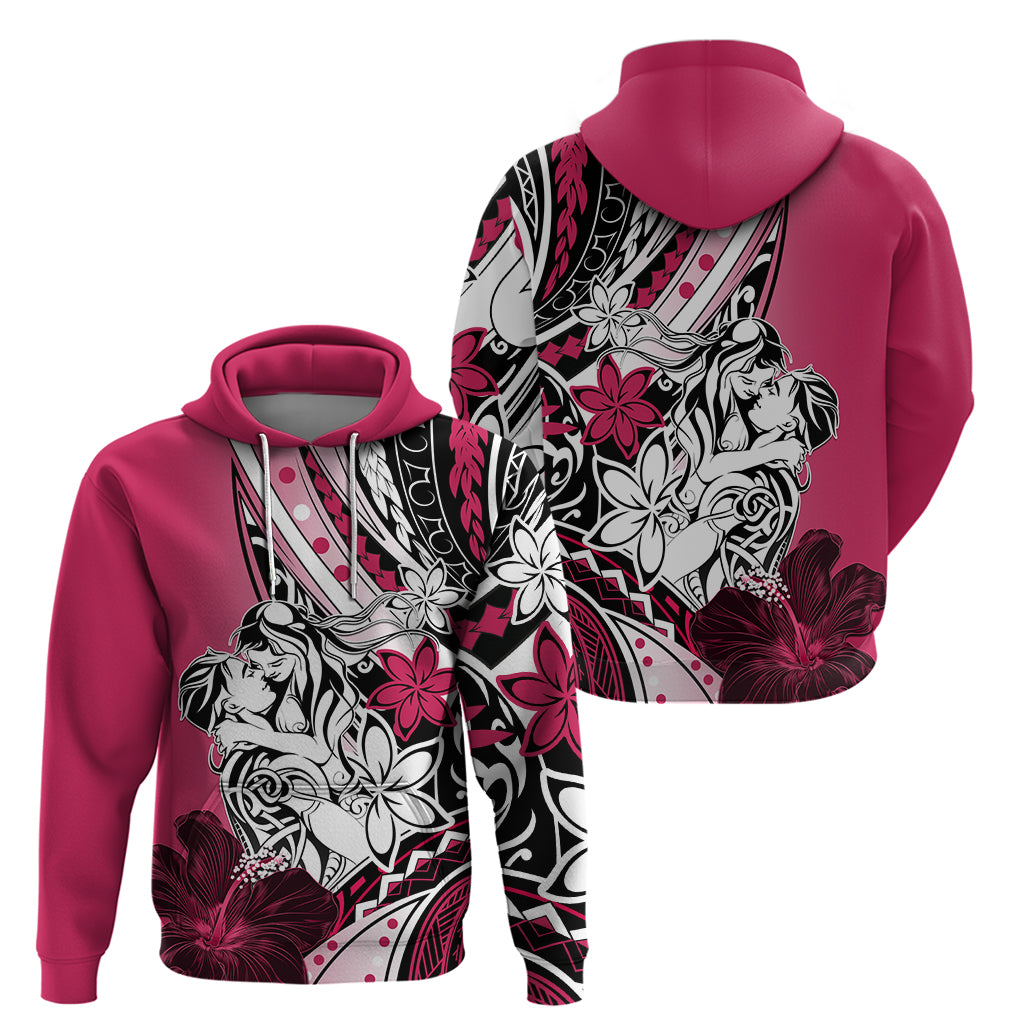 Polynesian Valentine Zip Hoodie Couple Floral Unique Pink Version LT01 - Polynesian Pride