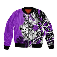 Polynesian Valentine Bomber Jacket Couple Floral Unique Purple Version LT01 Unisex Purple - Polynesian Pride