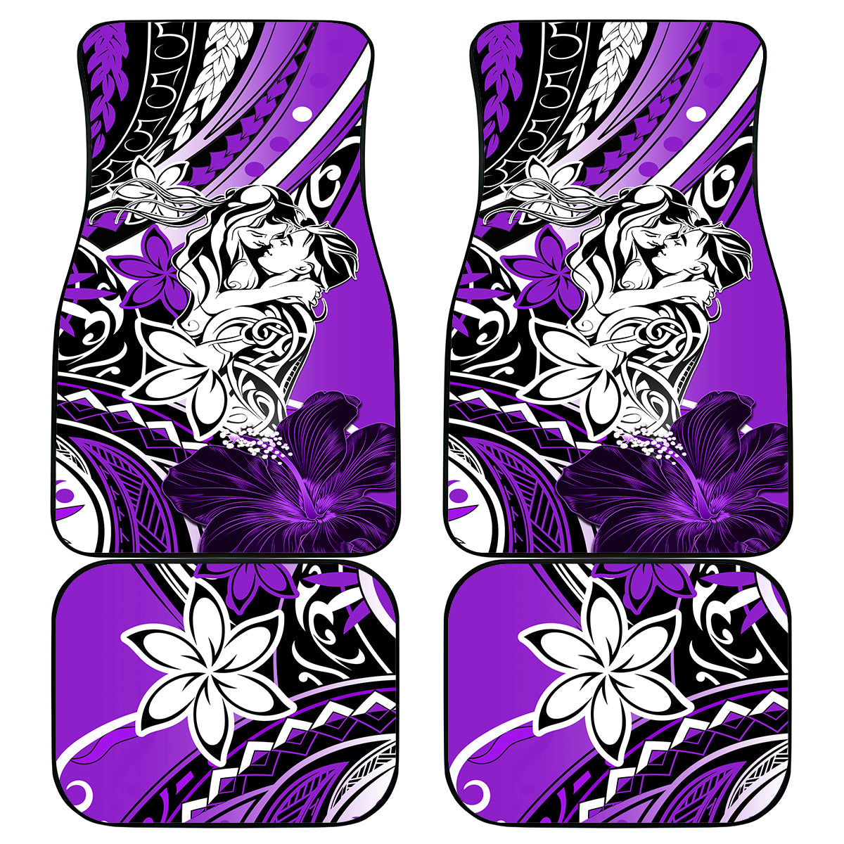 Polynesian Valentine Car Mats Couple Floral Unique Purple Version LT01 Purple - Polynesian Pride