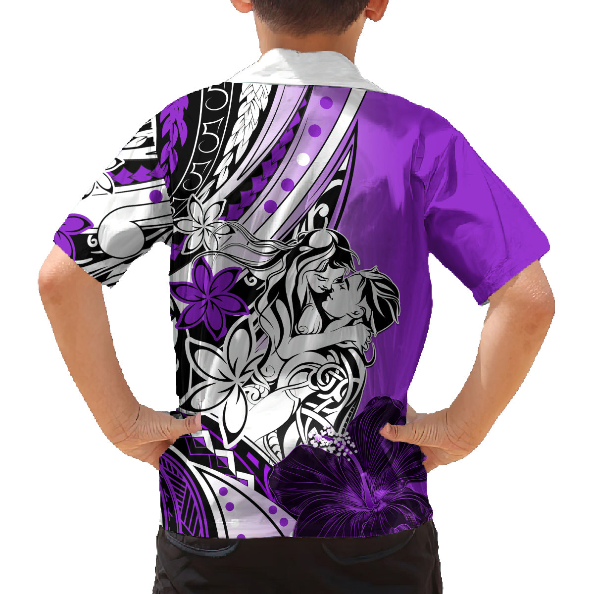 Polynesian Valentine Family Matching Long Sleeve Bodycon Dress and Hawaiian Shirt Couple Floral Unique Purple Version LT01 - Polynesian Pride