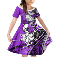 Polynesian Valentine Family Matching Mermaid Dress and Hawaiian Shirt Couple Floral Unique Purple Version LT01 Daughter's Dress Purple - Polynesian Pride