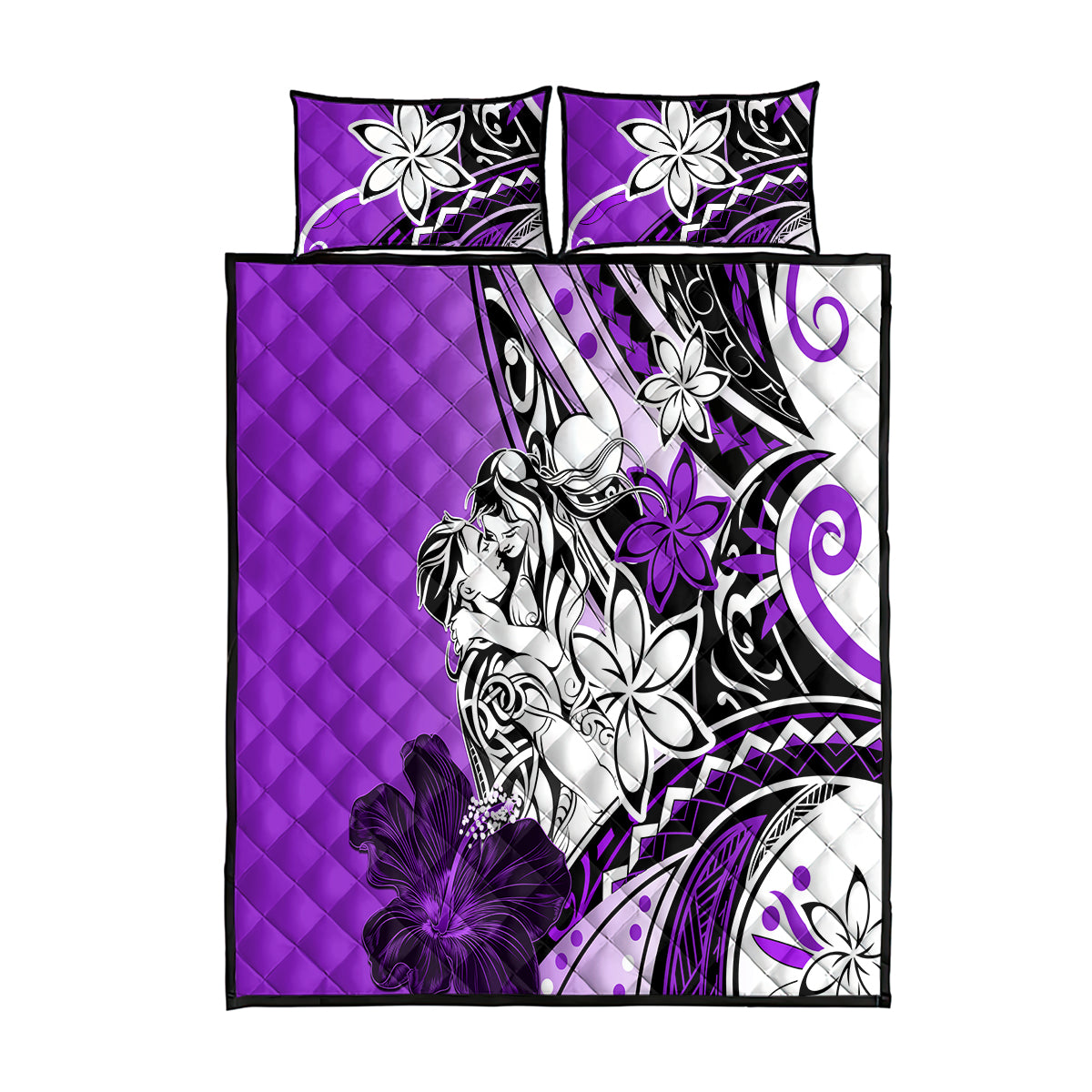 Polynesian Valentine Quilt Bed Set Couple Floral Unique Purple Version LT01 Purple - Polynesian Pride