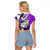 Polynesian Valentine Raglan Cropped T Shirt Couple Floral Unique Purple Version LT01 - Polynesian Pride