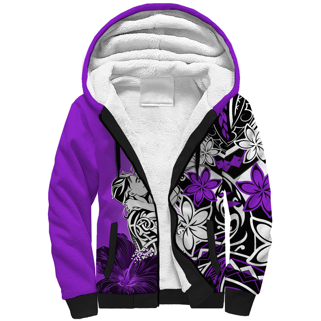 Polynesian Valentine Sherpa Hoodie Couple Floral Unique Purple Version LT01 Unisex Purple - Polynesian Pride