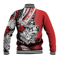 Polynesian Valentine Baseball Jacket Couple Floral Unique Red Version LT01 - Polynesian Pride