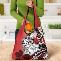 Polynesian Valentine Grocery Bag Couple Floral Unique Red Version