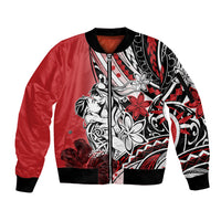 Polynesian Valentine Sleeve Zip Bomber Jacket Couple Floral Unique Red Version LT01 Unisex Red - Polynesian Pride