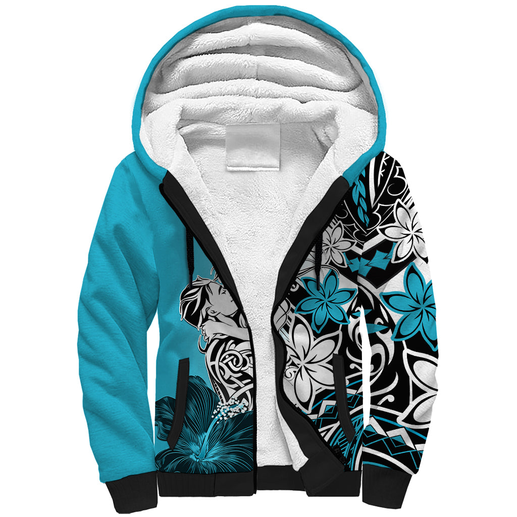 Polynesian Valentine Sherpa Hoodie Couple Floral Unique Sky Blue Version LT01 Unisex Sky - Polynesian Pride