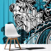 Polynesian Valentine Window Curtain Couple Floral Unique Sky Blue Version LT01 - Polynesian Pride