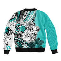 Polynesian Valentine Bomber Jacket Couple Floral Unique Turquoise Version LT01 - Polynesian Pride