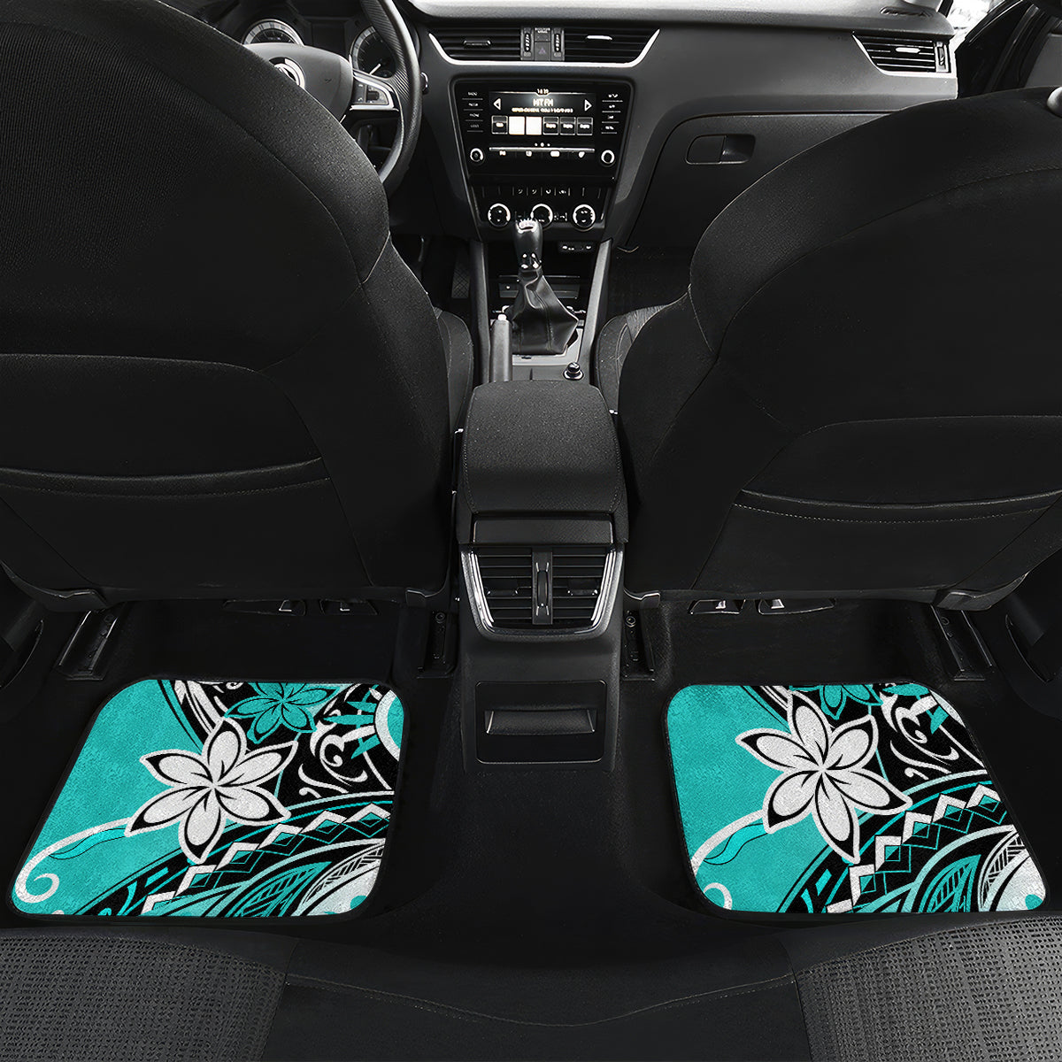 Polynesian Valentine Car Mats Couple Floral Unique Turquoise Version LT01 - Polynesian Pride