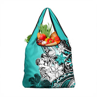 Polynesian Valentine Grocery Bag Couple Floral Unique Turquoise Version