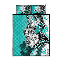 Polynesian Valentine Quilt Bed Set Couple Floral Unique Turquoise Version LT01 Turquoise - Polynesian Pride