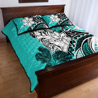 Polynesian Valentine Quilt Bed Set Couple Floral Unique Turquoise Version LT01 - Polynesian Pride