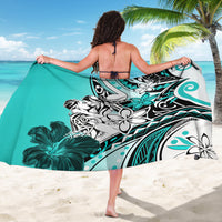 Polynesian Valentine Sarong Couple Floral Unique Turquoise Version LT01 - Polynesian Pride