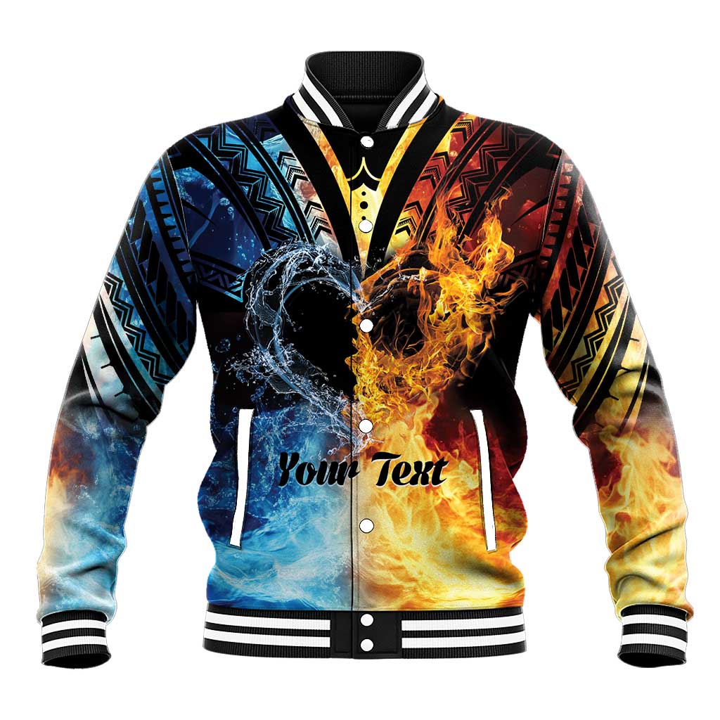 Personalised Polynesian Heart In Fire And Water Baseball Jacket Romantic Elements LT01 Unisex Colorful - Polynesian Pride