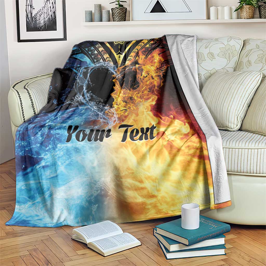 Personalised Polynesian Heart In Fire And Water Blanket Romantic Elements