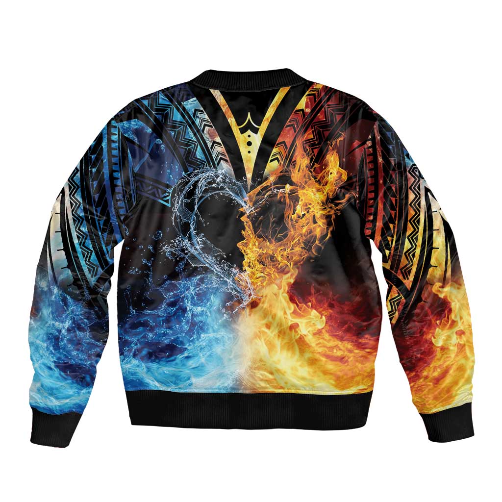 Personalised Polynesian Heart In Fire And Water Bomber Jacket Romantic Elements