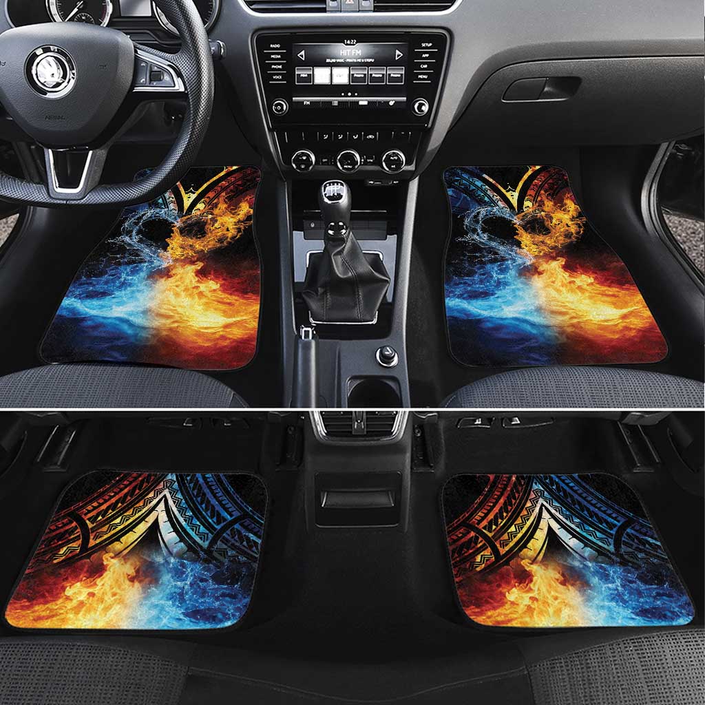 Personalised Polynesian Heart In Fire And Water Car Mats Romantic Elements