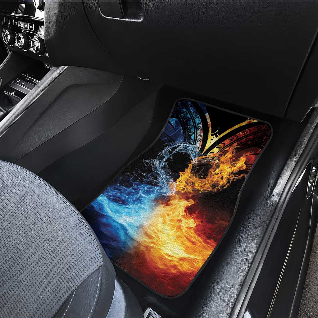 Personalised Polynesian Heart In Fire And Water Car Mats Romantic Elements