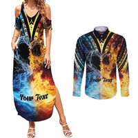 Personalised Polynesian Heart In Fire And Water Couples Matching Summer Maxi Dress and Long Sleeve Button Shirt Romantic Elements