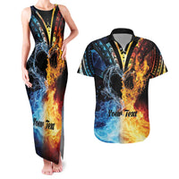 Personalised Polynesian Heart In Fire And Water Couples Matching Tank Maxi Dress and Hawaiian Shirt Romantic Elements
