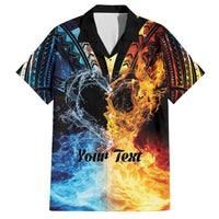Personalised Polynesian Heart In Fire And Water Family Matching Short Sleeve Bodycon Dress and Hawaiian Shirt Romantic Elements