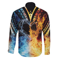 Personalised Polynesian Heart In Fire And Water Family Matching Tank Maxi Dress and Hawaiian Shirt Romantic Elements