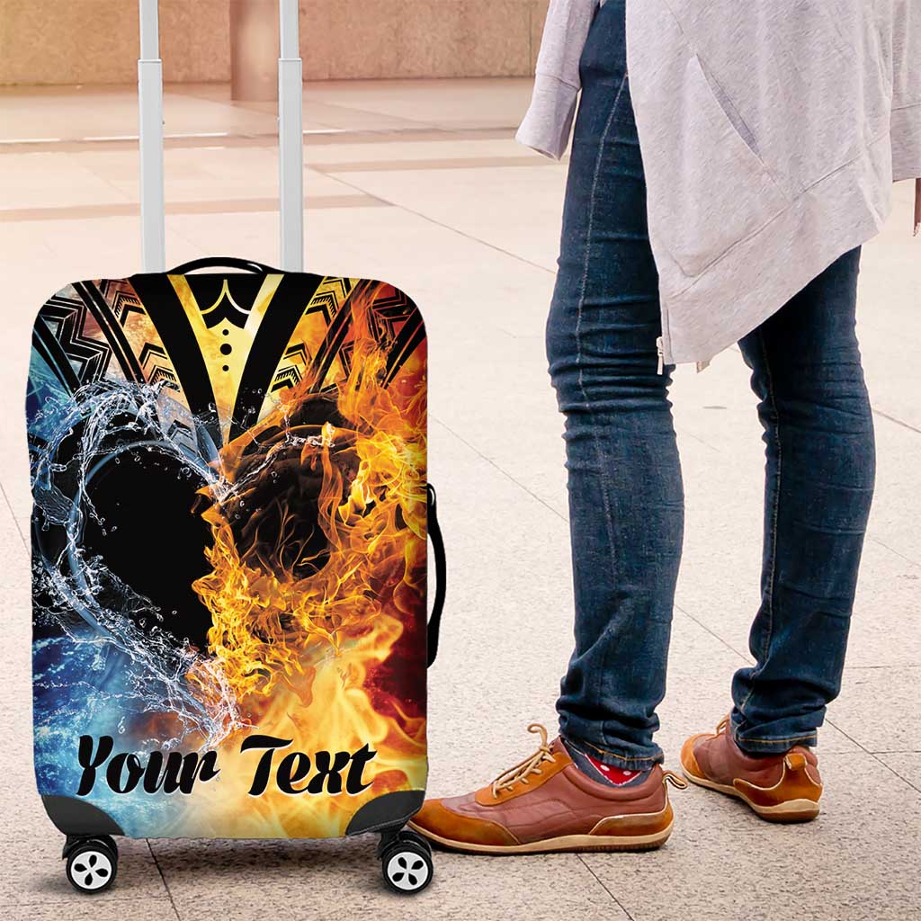 Personalised Polynesian Heart In Fire And Water Luggage Cover Romantic Elements