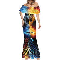 Personalised Polynesian Heart In Fire And Water Mermaid Dress Romantic Elements