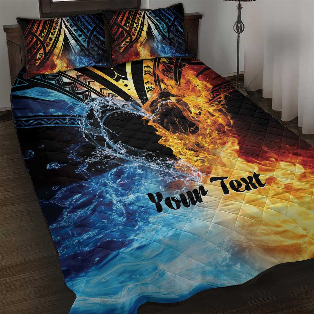 Personalised Polynesian Heart In Fire And Water Quilt Bed Set Romantic Elements