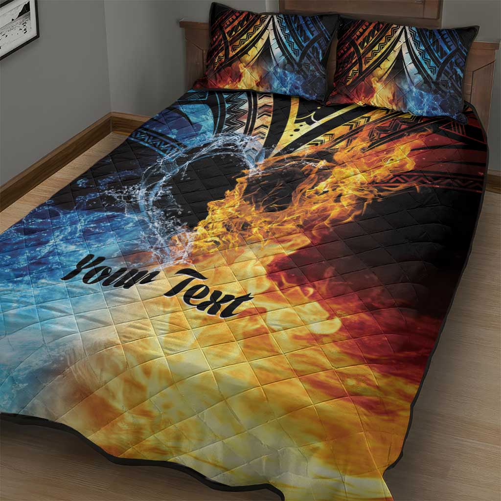 Personalised Polynesian Heart In Fire And Water Quilt Bed Set Romantic Elements
