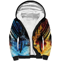 Personalised Polynesian Heart In Fire And Water Sherpa Hoodie Romantic Elements