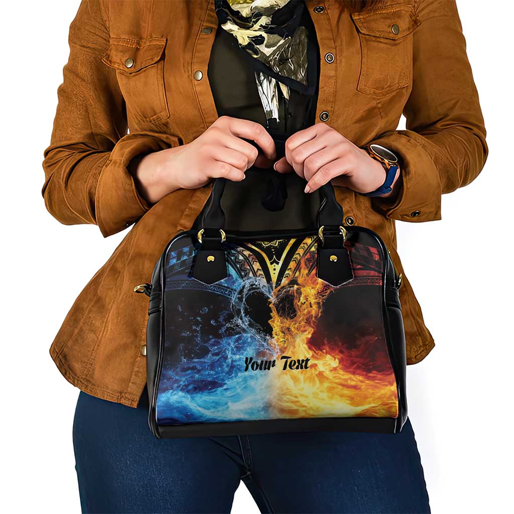 Personalised Polynesian Heart In Fire And Water Shoulder Handbag Romantic Elements