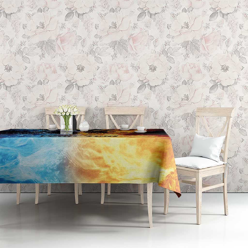 Personalised Polynesian Heart In Fire And Water Tablecloth Romantic Elements