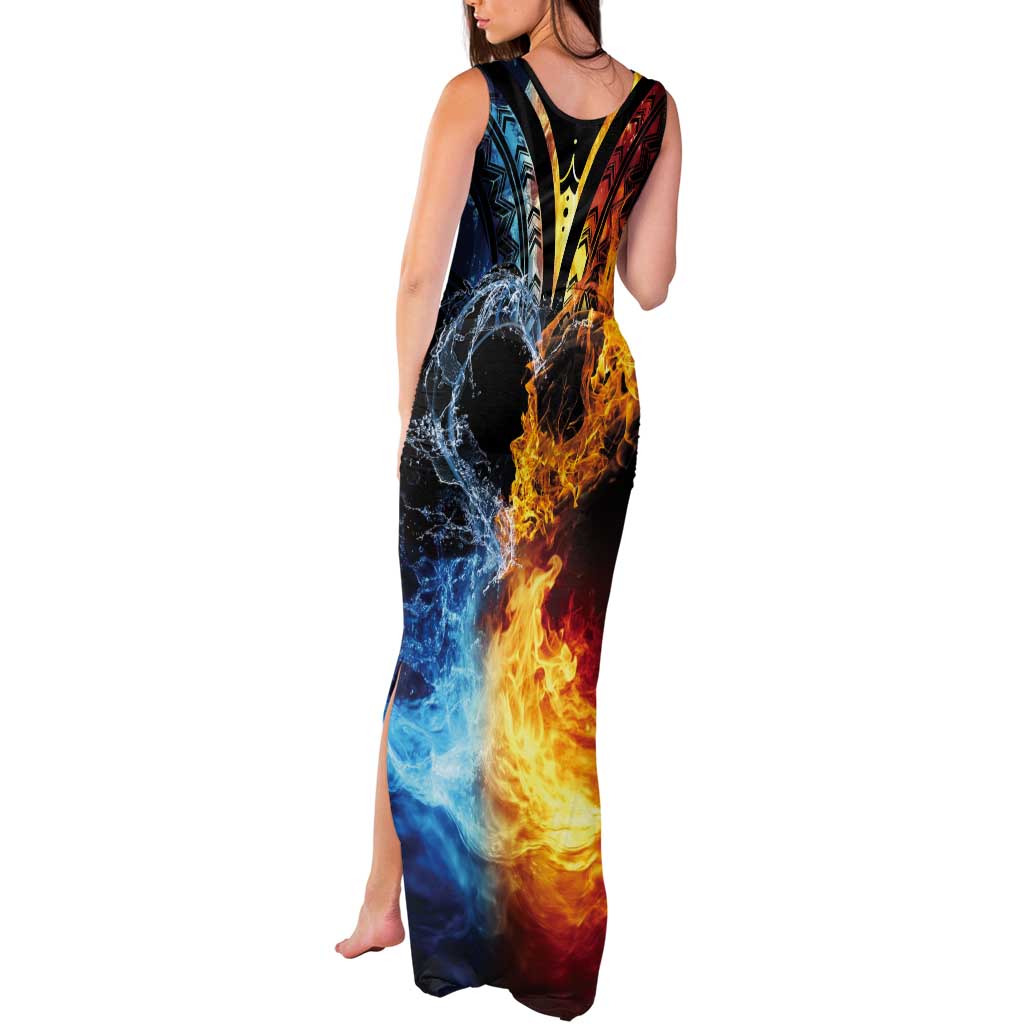 Personalised Polynesian Heart In Fire And Water Tank Maxi Dress Romantic Elements