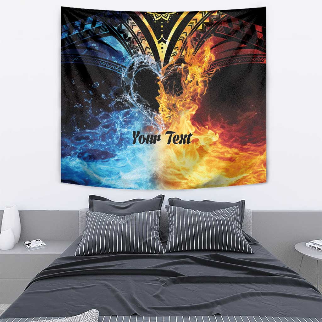 Personalised Polynesian Heart In Fire And Water Tapestry Romantic Elements LT01 - Polynesian Pride