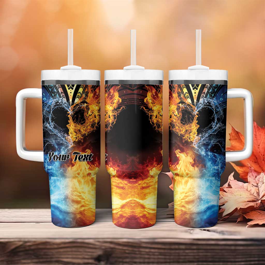 Personalised Polynesian Heart In Fire And Water Tumbler With Handle Romantic Elements