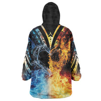 Personalised Polynesian Heart In Fire And Water Wearable Blanket Hoodie Romantic Elements