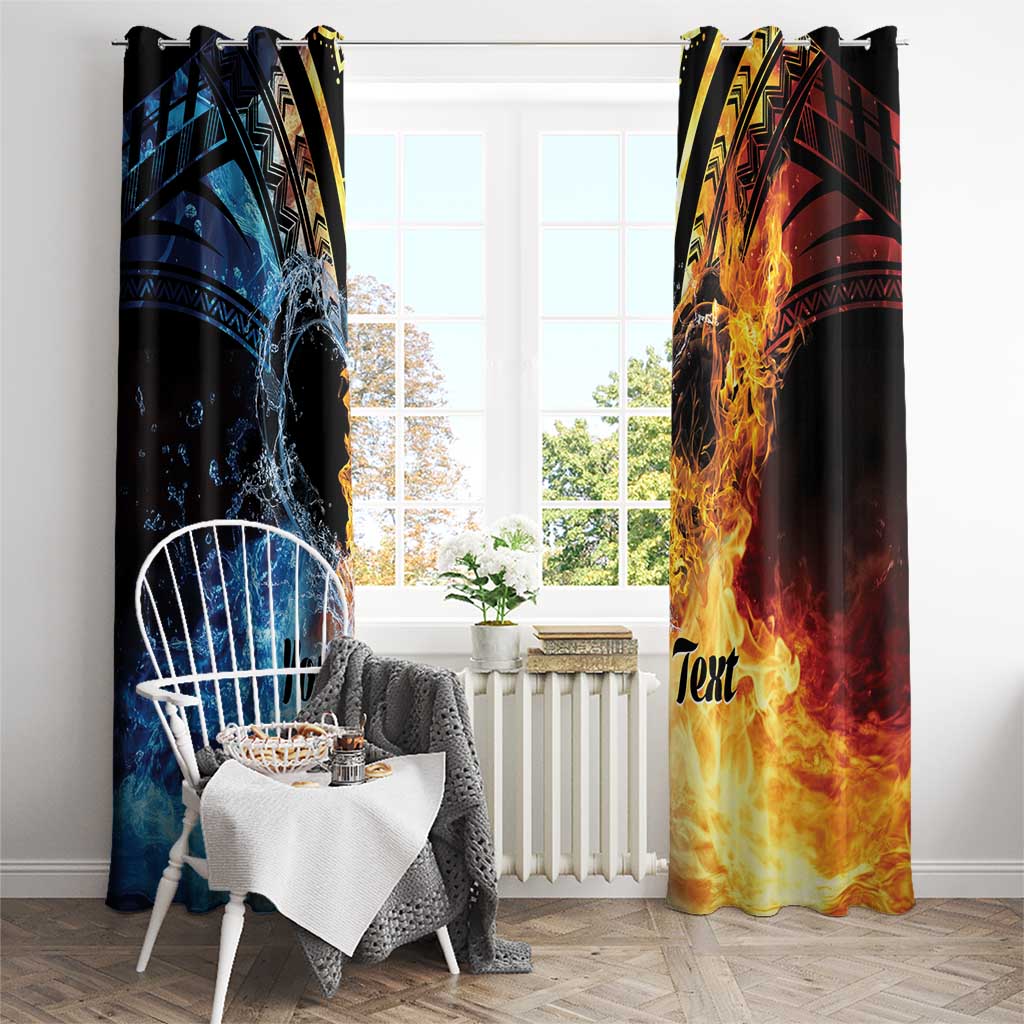 Personalised Polynesian Heart In Fire And Water Window Curtain Romantic Elements