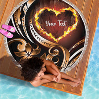 Personalised Polynesian Fiery Heart Beach Blanket Passionate Love