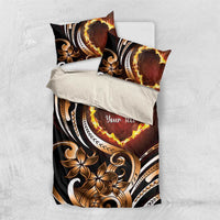 Personalised Polynesian Fiery Heart Bedding Set Passionate Love