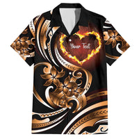 Personalised Polynesian Fiery Heart Family Matching Off The Shoulder Long Sleeve Dress and Hawaiian Shirt Passionate Love
