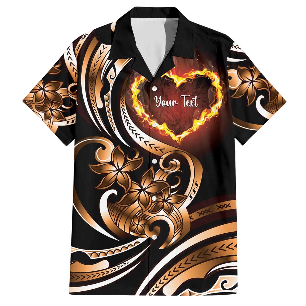 Personalised Polynesian Fiery Heart Hawaiian Shirt Passionate Love