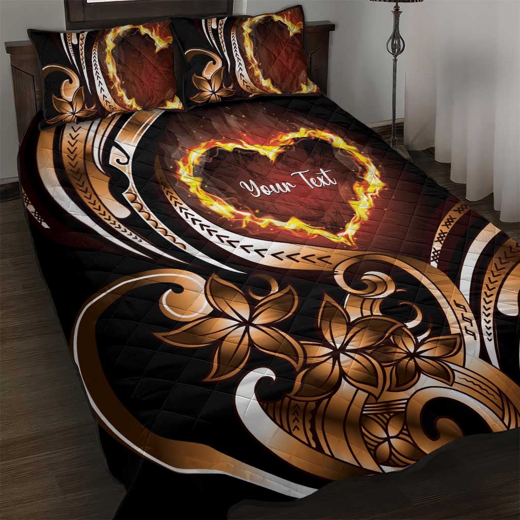 Personalised Polynesian Fiery Heart Quilt Bed Set Passionate Love
