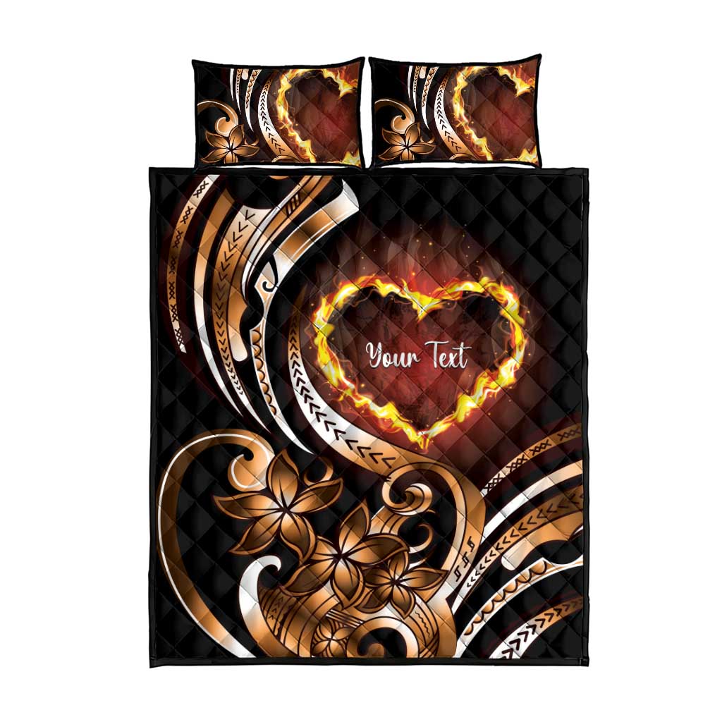 Personalised Polynesian Fiery Heart Quilt Bed Set Passionate Love