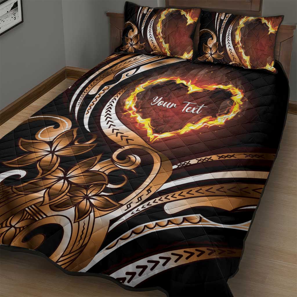 Personalised Polynesian Fiery Heart Quilt Bed Set Passionate Love