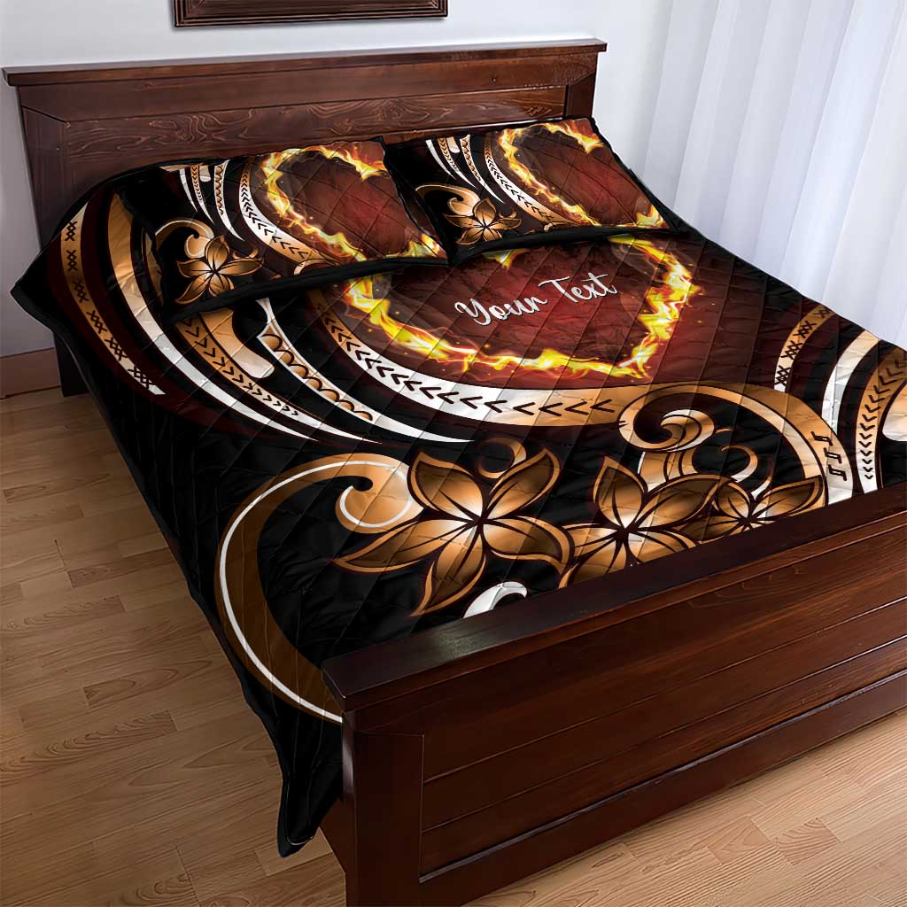 Personalised Polynesian Fiery Heart Quilt Bed Set Passionate Love